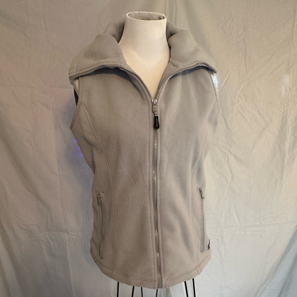 Calvin Klein Performance Light Gray Fleece Vest Full Zip medium M high neck